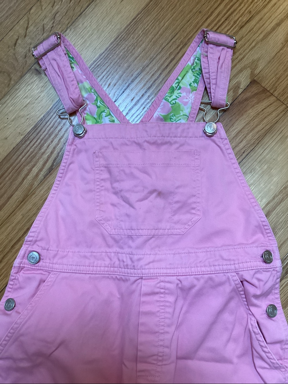 Lilly Pulitzer pink overalls floral lining  size 4